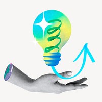 Creative ideas, hand presenting light bulb remix
