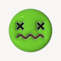 Sickly-green face 3D emoticon psd