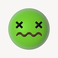 Sickly-green face 3D emoticon
