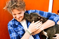 Happy man with a dog