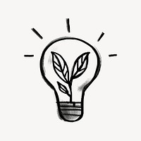 Light bulb sprout, green energy, environment doodle  psd