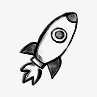 Launching rocket, startup business, chalk texture doodle psd