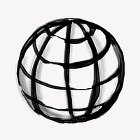 Grid globe, global communication doodle psd