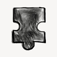 Puzzle piece, chalk texture doodle psd