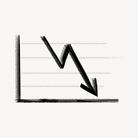 Downward arrow chart, business doodle psd