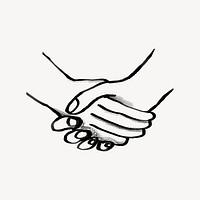 Handshake doodle, business partnership doodle psd