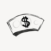 Money stack, banking, finance doodle psd