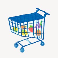 Grocery shopping cart doodle psd