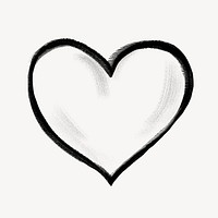 Black chalk heart, cute doodle psd