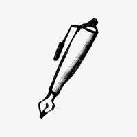 Fountain pen, stationery doodle psd