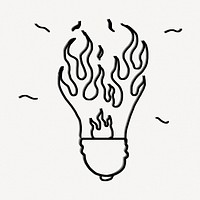 Flaming light bulb doodle psd