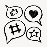 Social media emoticons speech bubbles psd