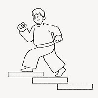 Productive man running up stairs doodle