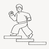 Productive man running up stairs doodle psd