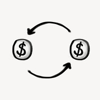 Money circulation, banking and finance doodle psd