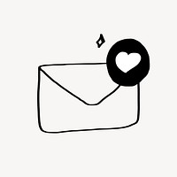 Heart envelope doodle, online dating  psd