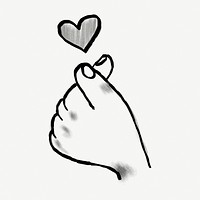 Heart hand doodle, love sign language psd