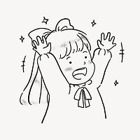 Happy little girl cheering doodle psd