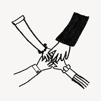 Business colleagues joined hands doodle psd