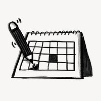 Pencil writing on calendar doodle psd