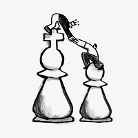 Business teamwork, chess pieces doodle psd