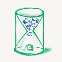 Social media likes hourglass doodle psd