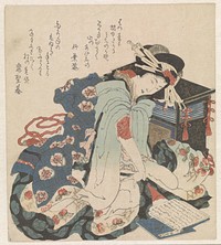 Hokusai's (1760-1849) A comparison of Genroku poems and shells. Original public domain image from the Rijksmuseum.