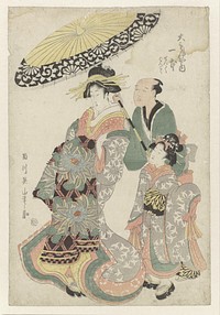 Geisha onder parasol print in high resolution by Keisai Eisen (1790-1848). Original from The Rijksmuseum. 