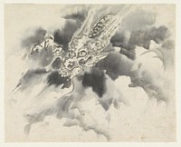 Draak en wolken, Utagawa Kuniyoshi (1808–1861) drawing in high resolution by Utagawa Kuniyoshi. Original from the Rijksmuseum. 