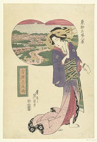 Nachtelijke regenbui in het Yoshiwara (after 1800 - in or before 1848) print in high resolution by Keisai Eisen. Original from The Rijksmuseum.