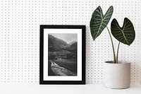 Photo frame mockup, houseplant decor  psd