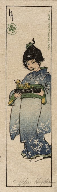 Helen Hyde's Japanese girl. Original public domain image from the Smithsonian.