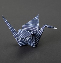 Blue Origami Crane with White Stripes