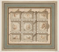 Design for a Coffered Ceiling, with the Muses