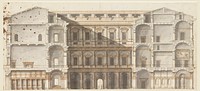 Section of the Wings and Elevation of a Wall on the Court, Palazzo Farnese, Rome