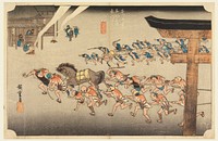 Miya (Atsuta Jiuji Temple Fete), in The Fifty-Three Stations of the Tokaido Road (Tokaido Gojusan Tsugi-no Uchi) by Utagawa Hiroshige