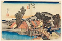 Hodogaya (Shinkame Bridge), in The Fifty-Three Stations of the Tokaido Road (Tokaido Gojusan Tsugi-no Uchi) by Utagawa Hiroshige
