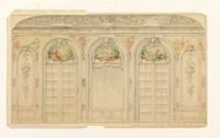 Drawing: Elevation of the window wall of the drawing room of the house of Herman Oelrichs, New York., J. G. Garton