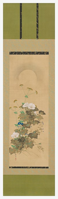 Moon and Autumn Plants by Sakai Hoitsu