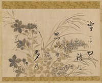 Flowers, grasses, and a poem, attributed to Hon'ami Koetsu