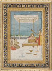 Lovers on a terrace, with an attendant and musicians