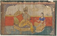 The lover (Krsna) in conversation with the messenger from the beloved from a Rasikapriya, Mughal Court