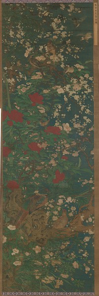 Birds and flowers, traditionally attributed to Huang Jucai