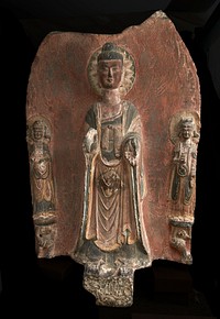 Buddhist tablet: the Buddha Gautama Sakyamuni (Shih-chia) and attendant divinities