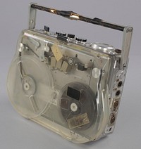 Reel-to-reel tape recorder and reels used by sound engineer Russell Williams II