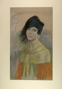 Young Woman in Black Hat by Alice Pike Barney, born Cincinnati, OH 1857-died Los Angeles, CA 1931