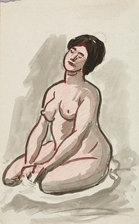 Female Nude, Sitting by Carl Newman