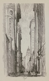 Nassau Street (from portfolio, Lithographs of New York in 1904)