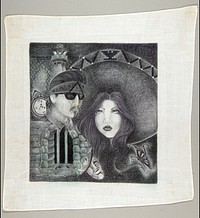 Couple with Woman Wearing Sombrero with UFW Symbol