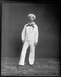 Unidentified Man Models U.S. Navy Uniform, Front View